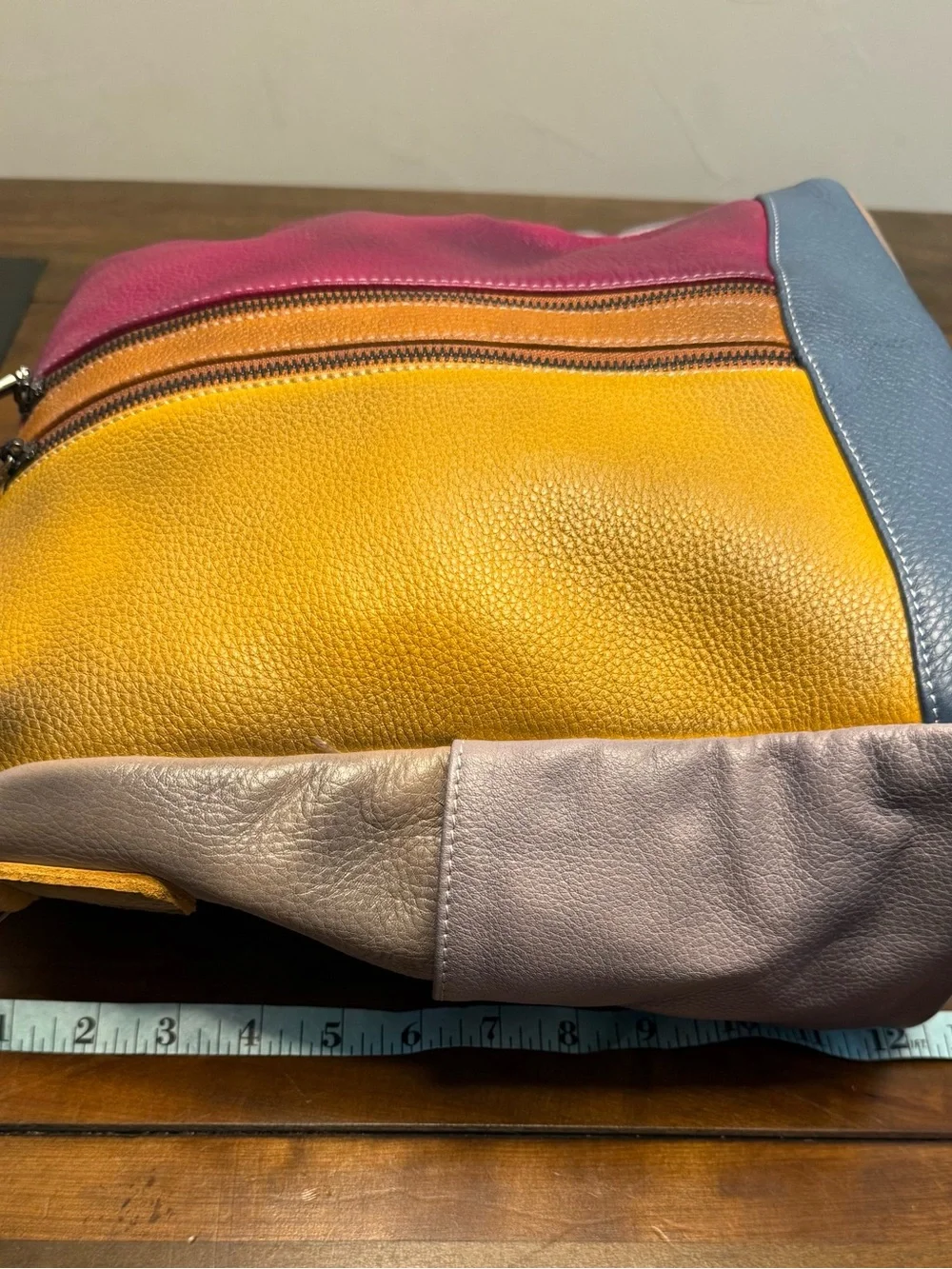 Colorblock Leather Backpack - Picture 4 of 6